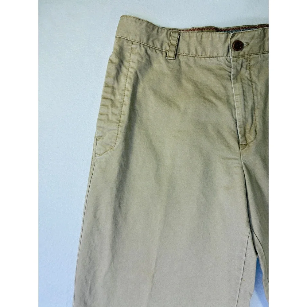 Mens Izod Khaki Chino Pants Straight Leg Flat Front Cotton Twill Tan 36x30